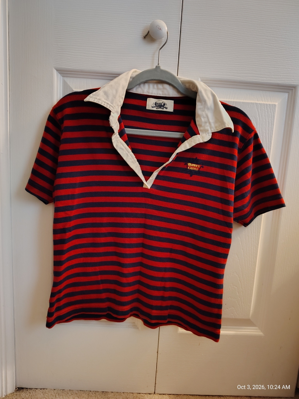 Vintage Warwick Castle Striped Rugby Polo Shirt Size 14 / US 10 Medium